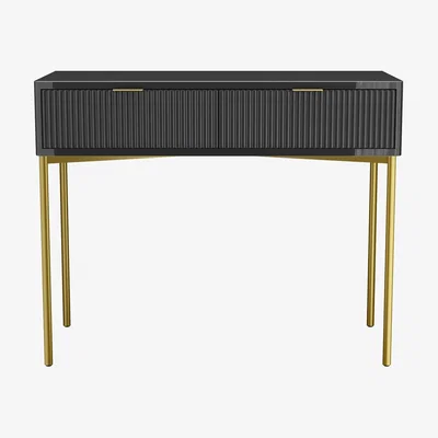 Furniture123 Valencia High Gloss Dressing Table In Anthracite Grey