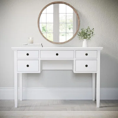 Furniture123 White Wooden Dressing Table with Storage Drawers - Marlowe