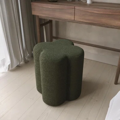 Furniture123 Green Boucle Fabric Dressing Table Stool - Roma