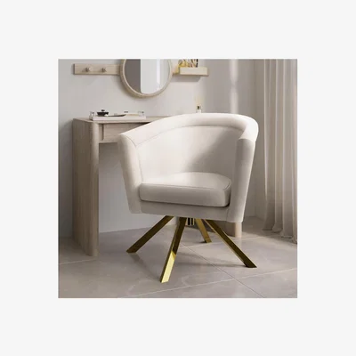 Furniture123 Cream Velvet Swivel Dressing Table Chair - Blaire