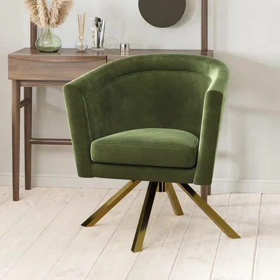 Furniture123 Green Velvet Swivel Dressing Table Chair - Blaire