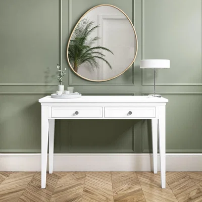 Furniture123 Classic White Wooden Dressing Table with 2 Drawers - Georgia