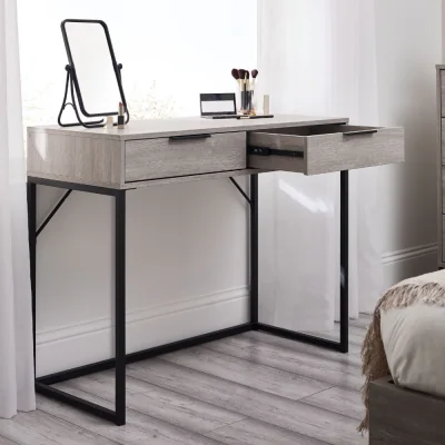 Happy Beds Bali Grey Oak 2 Drawer Wooden Dressing Table & Desk