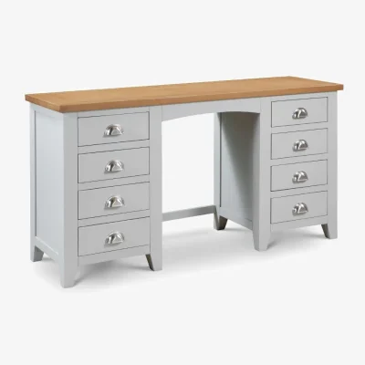 Happy Beds Richmond - Double Pedestal Dressing Table - Grey/Oak - Wooden - Happy Beds