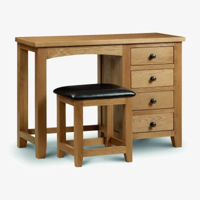 Happy Beds Marlborough - Single Pedestal Dressing Table - Oak - Wooden - Happy Beds