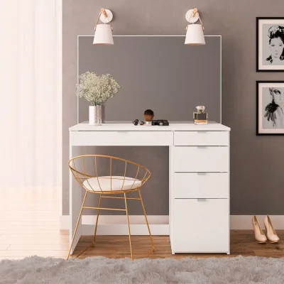 Happy Beds Ava - 5 Drawer Dressing Table - White - Wooden - Happy Beds