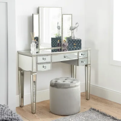 Happy Beds Elysee - Mirrored 4 Drawer Dressing Table - Mirror - Glass - Happy Beds