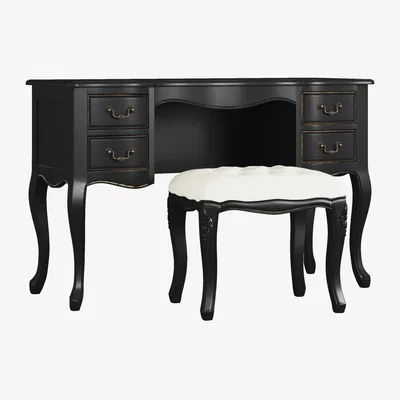 John Lewis Laura Ashley Montpellier Dressing Table & Stool Set, Black