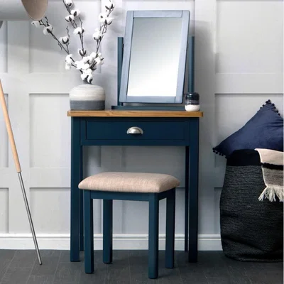 Knees Ruskin Oak Dressing Table - Blue