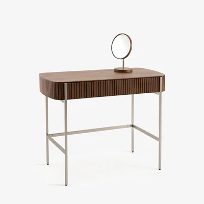 La Redoute Camilla Walnut Dressing Table with Standing Mirror