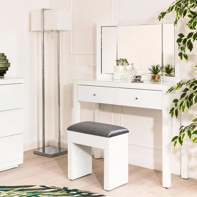My Furniture Pimlico White Glass Dressing Table with 4 Legs