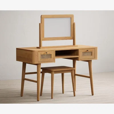 Oak&More Oak Rattan Dressing Table Set