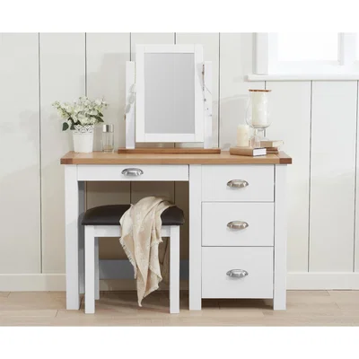 Oak&More Somerset Oak and White Dressing Table Set
