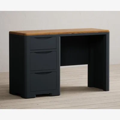 Oak&More Pembridge Oak and Dark Blue Painted Dressing Table / Compact Desk