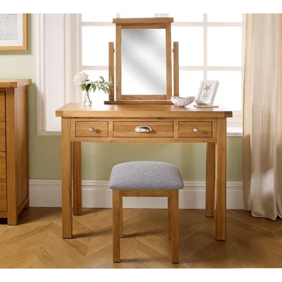 Oak&More Robyn Oak 3 Drawer Dressing Table