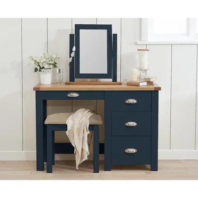 Oak&More Somerset Oak and Blue Dressing Table Set