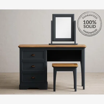 Oak&More Bridstow Oak and Blue Painted Dressing Table Set