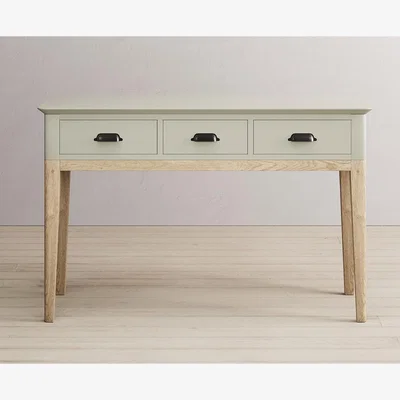 Oak&More Ancona Oak and Soft Green Painted Dressing Table / Computer Desk