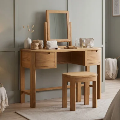 Oak&More Somerton Curved Solid Oak Dressing Table Set