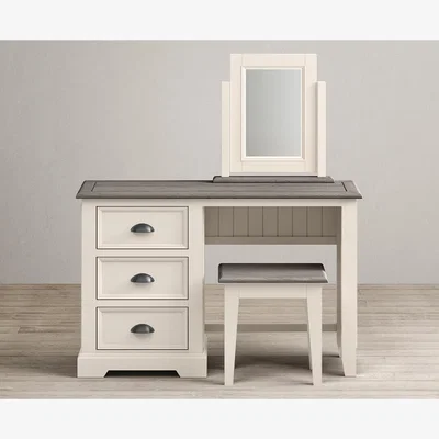 Oak&More Dartmouth Oak and Soft White Painted Dressing Table Set