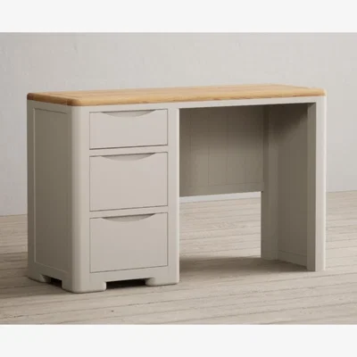Oak&More Alba Oak and Soft White Painted Dressing Table / Compact Desk