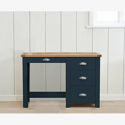 Oak&More Ex-display Somerset Oak and Blue Single Pedestal Dressing Table