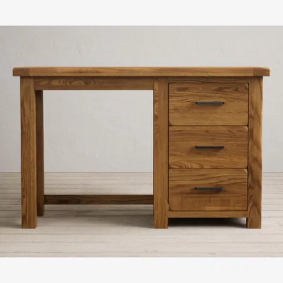 Oak&More Country Rustic Solid Oak 3 Drawer Dressing Table