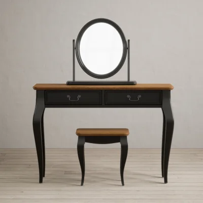 Oak&More Chateau Noir Oak and Black Painted Dressing Table Set