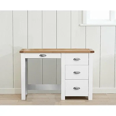 Oak&More Ex-display Somerset Oak and White Single Pedestal Dressing Table