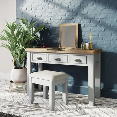 Downtown Hexham Painted Grey 3 Drawer Dressing Table