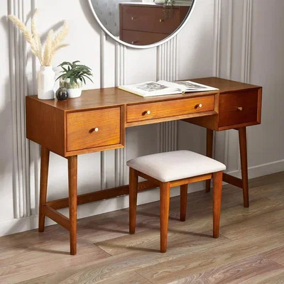 Downtown Julian Bowen Lowry Dressing Table and Stool Set In DarkWood