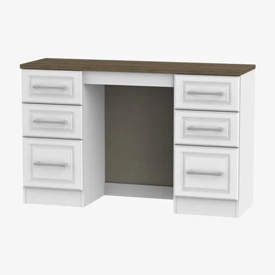 Downtown Kent Kneehole Dressing Table - White Ash & Oak
