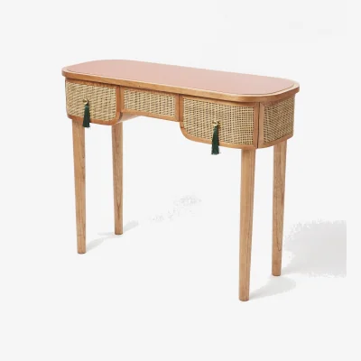 Oliver Bonas Kinship Rattan Terracotta Dressing Table & Desk