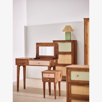 Oliver Bonas Tinta Pink Stripe Mango Wood Dressing Table