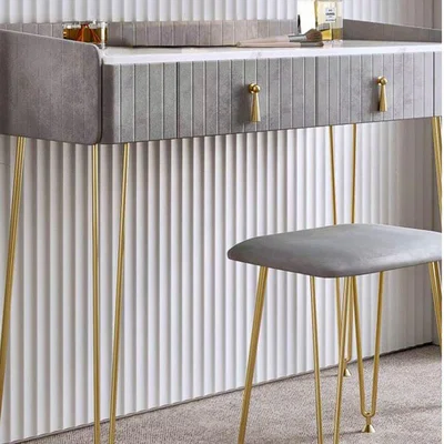 The Range Tokyo Glow Velvet Dressing Table with Velvet Stool - Grey