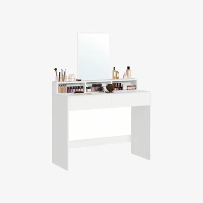 The Range VASAGLE Modern Dressing Table with Large Mirror - White