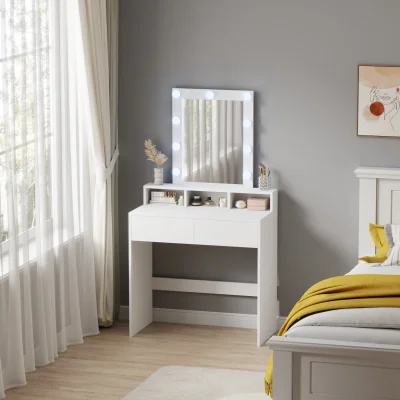 The Range WestWood Bedroom Modern Dressing Table Vanity Desk With Drawers Shelves - White