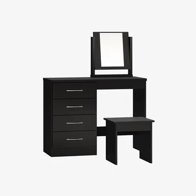 The Range Nevada 4 Drawer Dressing Table Set - Black Gloss