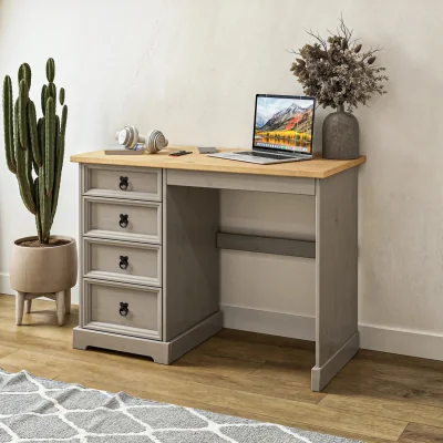 The Range Corona Dressing Table Grey 4 Drawer Computer Desk - Grey