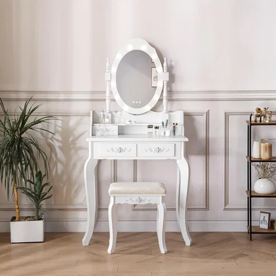The Range Lifeideas Dressing Table Set with Lighted Mirror and 4 Drawers - White