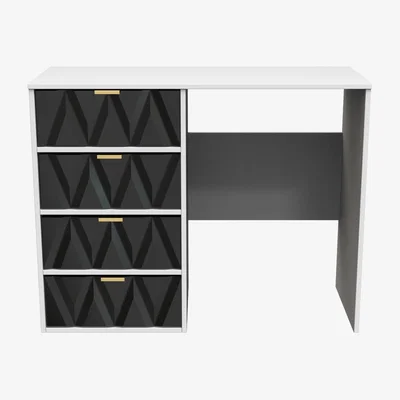 The Range Diamond Ready Assembled 4 Drawer Vanity - Deep Black & White Matt / Smooth Matt