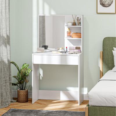 The Range HOMCOM Dressing Table with Mirror and Storage, Modern Desk, White - White