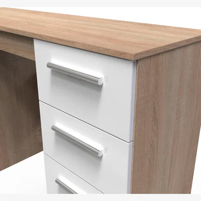 The Range Contrast Ready Assembled Kneehole - White Gloss & Bardolino Oak