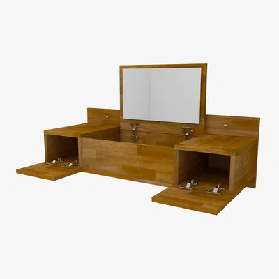 The Range Solid Pine Wood Handmade Vanity Dressing Table with Mirror Beryl - Oak