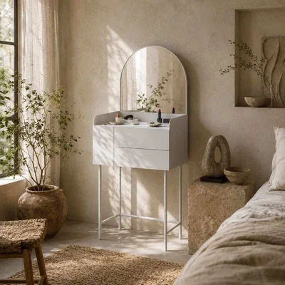 The Range Panina White Compact Dressing Table with 3 Drawer Storage