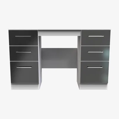 The Range Worceste Ready Assembledr Kneehole Dressing Table - Black Gloss & White