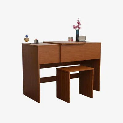The Range 2-in-1 Dressing Table Workstation With Stool Furniture - Brown