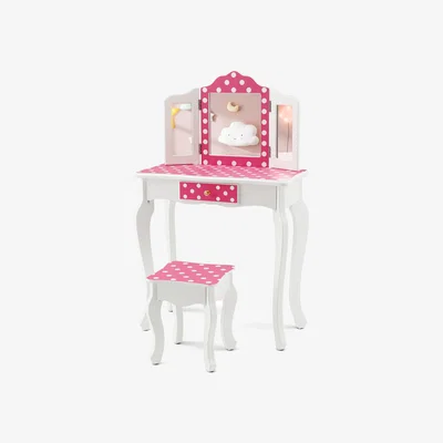 The Range Costway Makeup Dressing Table Set-Pink - Pink