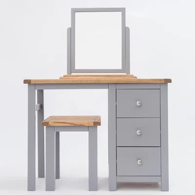 The Range Mirano 3 Drawer Dressing Table Set - Grey / Chrome Knob