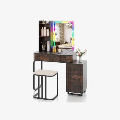 The Range LED Vanity Set Dimmable Makeup Table - Brown